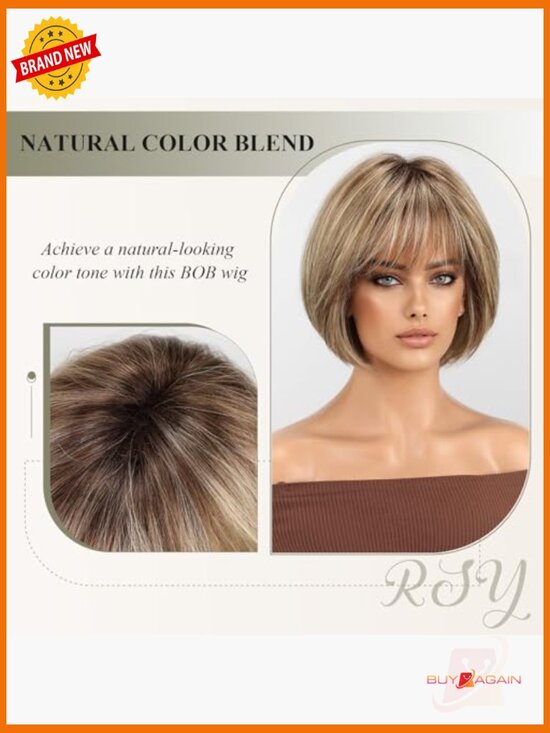 10.8 Inch Short Straight Layered Human Hair Blend Bob Wig for Women main image 4